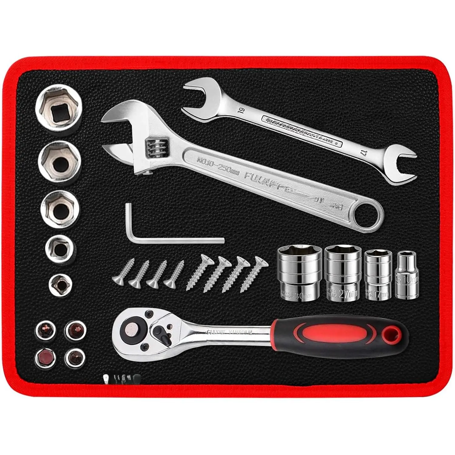 1PCS Red Heavy-Duty Magnetic Mat with Anti-Slip Backing, Powerful Magnets - Tool Organizer for Screws, Nuts, Bolts, Small Items - Ideal for Workshop, Garage, DIY Enthusiasts, Strong Magnetic Tool Mat