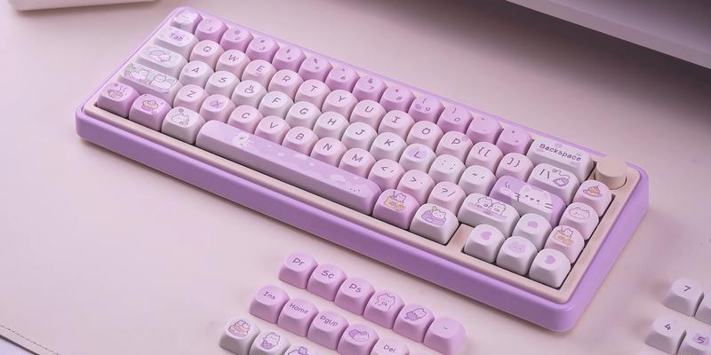 COOMICKEY PBT Keycaps MOA Profile 132 Keys Dye Sublimation Purple Cute Cat Customized Set for ANSI Cherry MX Switches Mechanical Keyboards with Keycap Puller