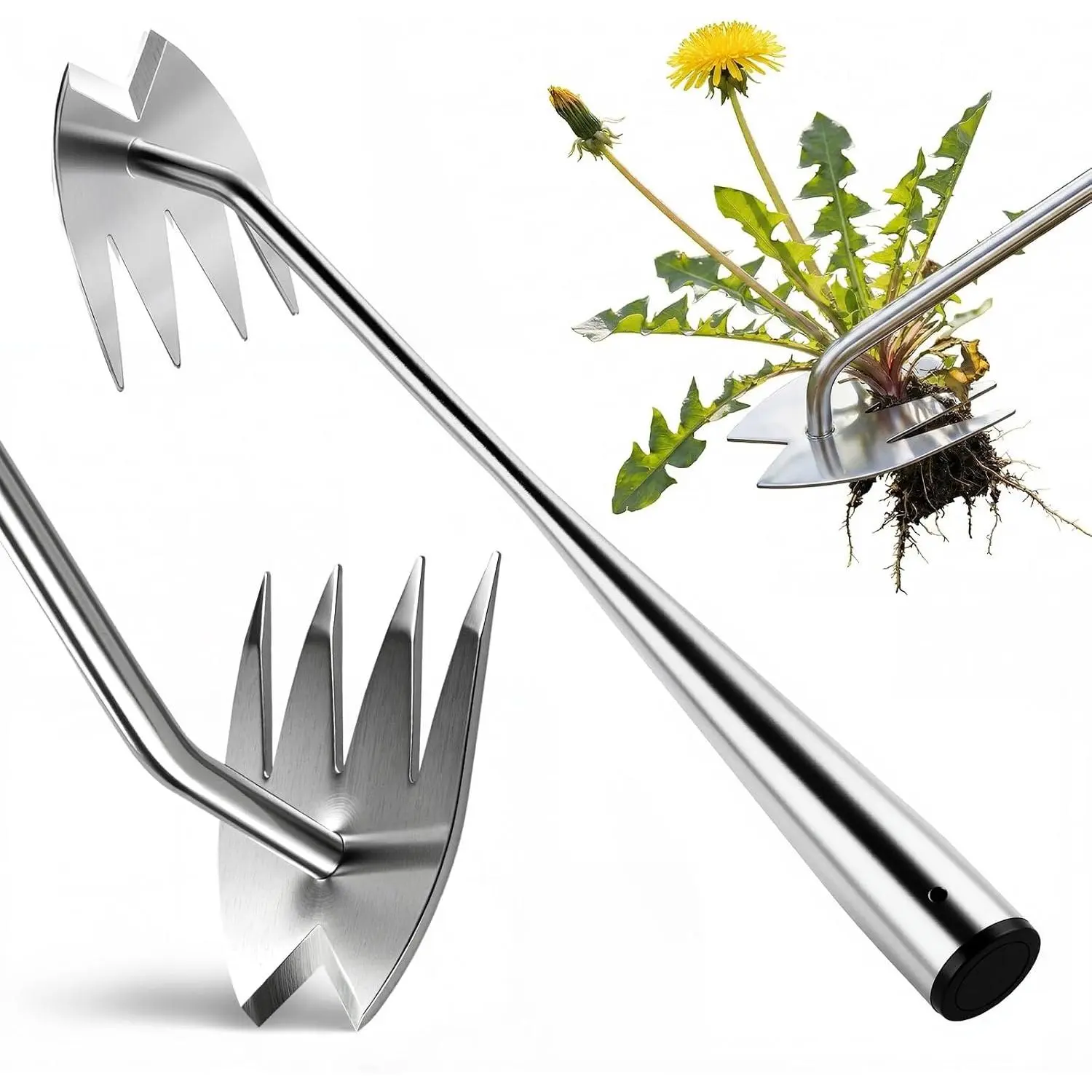 Weed Puller Tool, Heavy-Duty Stainless Steel Garden Hand Weeding Tool | Portable Weeder for Lawns, Flower Beds & Yards, Efficient Deep Root Removal