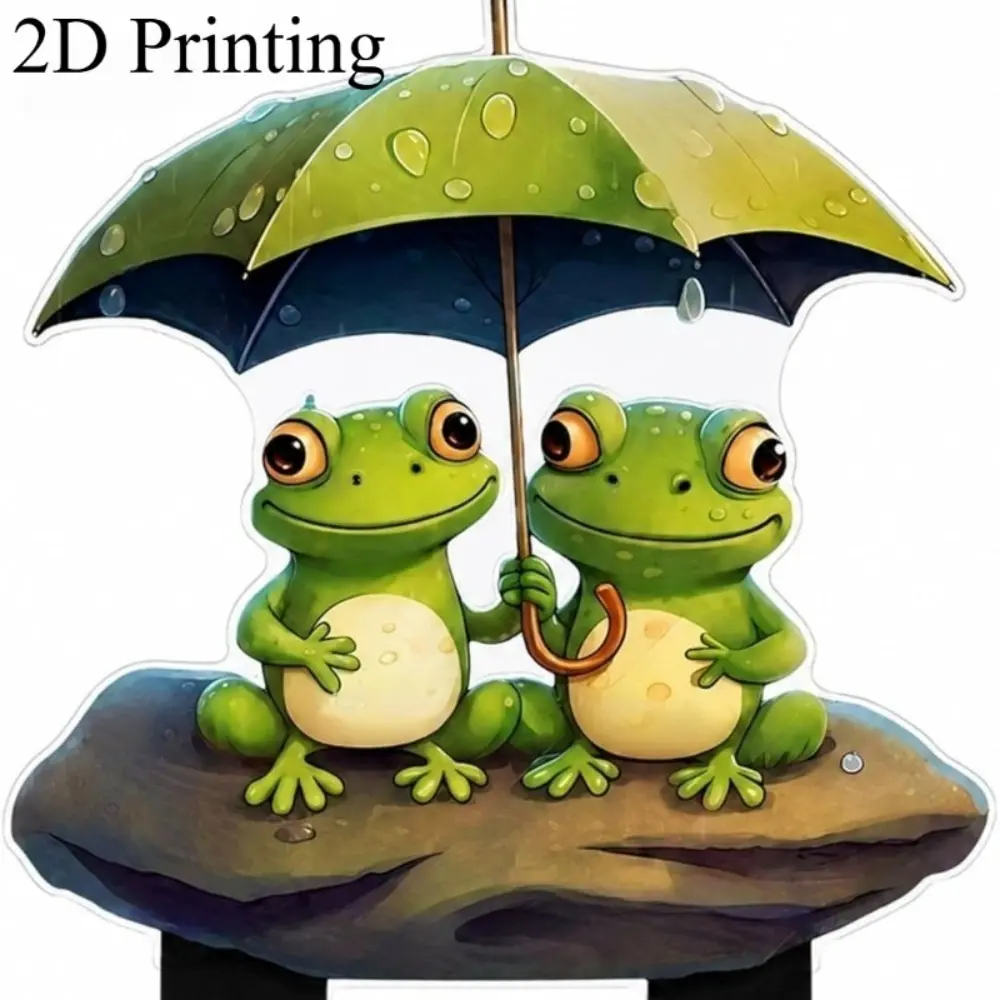 Frog Decorative Garden Stakes, 2D Printing Frog Lawn Ornaments, Perfect Gifts for Outdoor Yard, Pathway & Landscape Patio Decoration, Installation