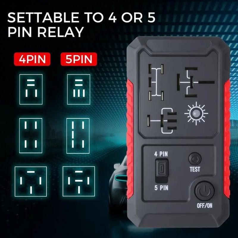 DC 12V Automotive Relay Tester for 4PIN and 5PIN Testing, USB Rechargeable Car Relay Voltage Tester with Switch & Light Indicator, 5V DC, 1A-2A Input, Universal Relay Tester Device