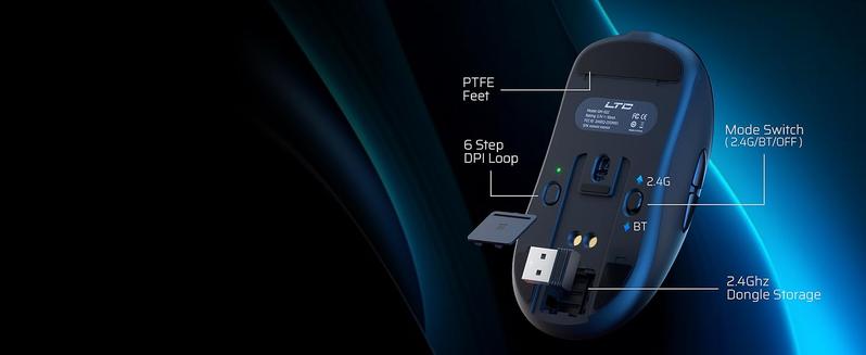 LTC GM022 Ultralight 3-Mode Wireless Gaming Mouse with RGB Charging Dock, PAW3395 26K DPI Sensor, 55G Lightweight Ergonomic Bluetooth Gaming Mouse, 5 Programmable Buttons, 80 Million Click Switch LTC GM022 Ultralight 3-Mode Wireless Gaming Mouse with RGB Charging Dock, PAW3395 26K DPI Sensor, 55G Lightweight Ergonomic Bluetooth Gaming Mouse, 5 Programmable Buttons, 80 Million Click Switch