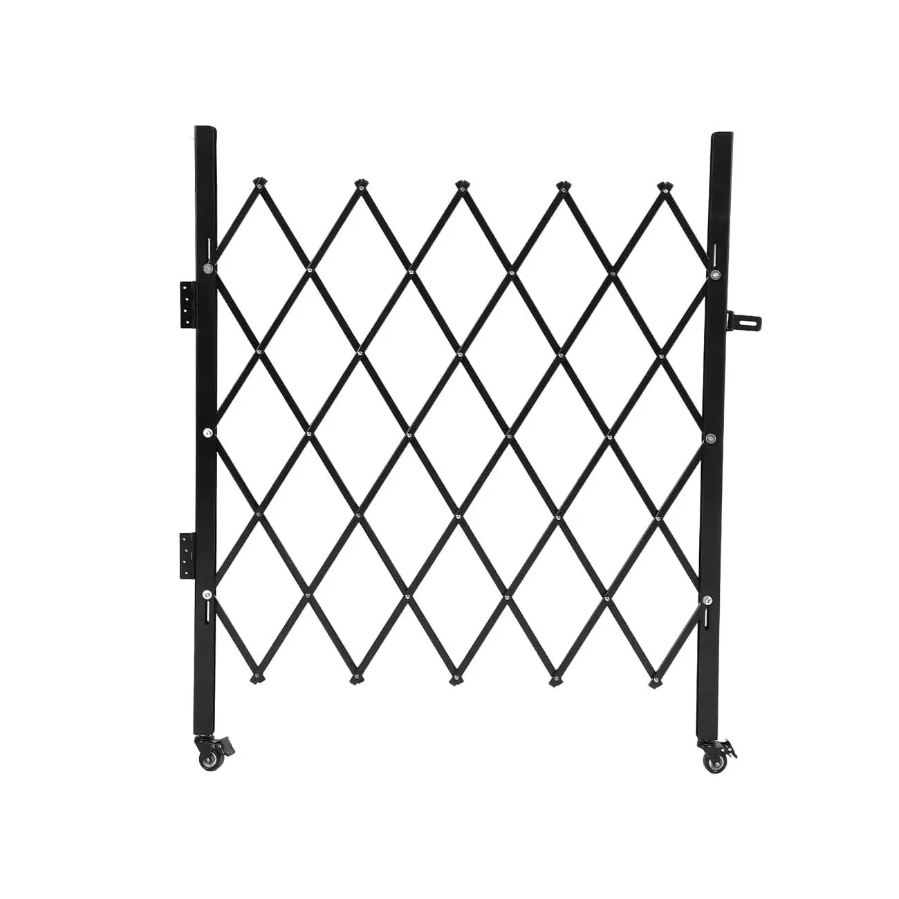 Garvee 360° Swivel Caster Folding Security Gate, 52"H x 42"W Lockable Steel Scissor Gate Ideal for Outdoor Gardens and Pool Areas