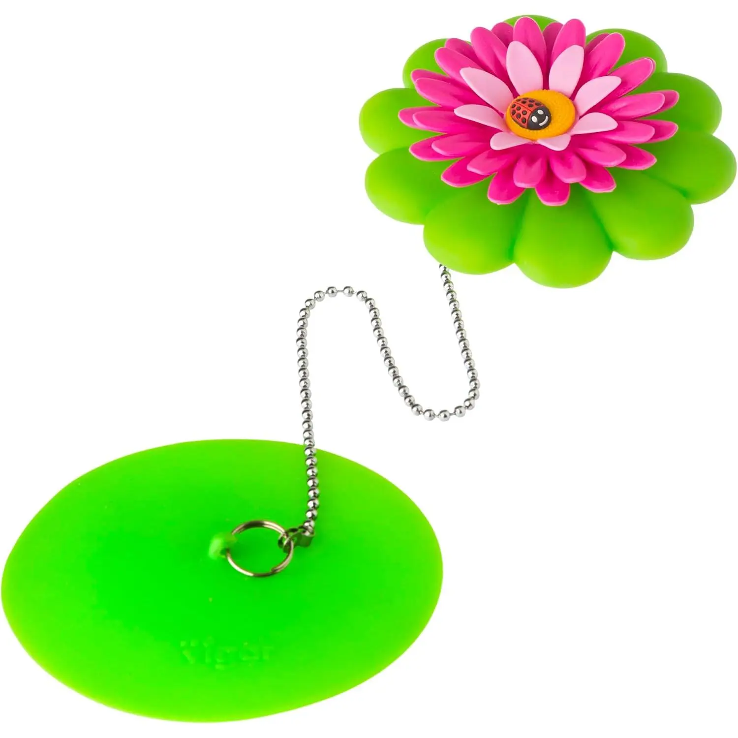 Flower Power Bathtub Drain Stopper with Chain,  Green |  Tub Stopper Bathtub Plug for Tub Drain, Decorative Daisy Bath Tub Stopper for Bathroom Sink Accessories