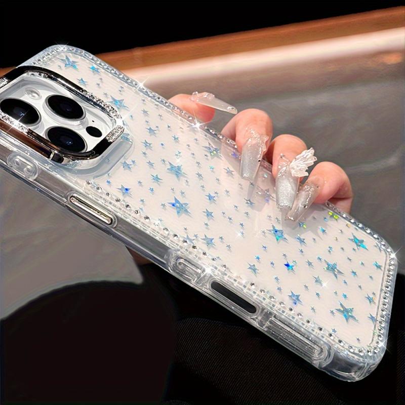Chic Y2K-Inspired Phone Case Adorned with Luxurious Glitter Rhinestones And Star Sequins, Crafted for Iphone17, 16, 15, 14, And 13 ,12Pro Max, Showcasing a Dazzling Laser Protection.