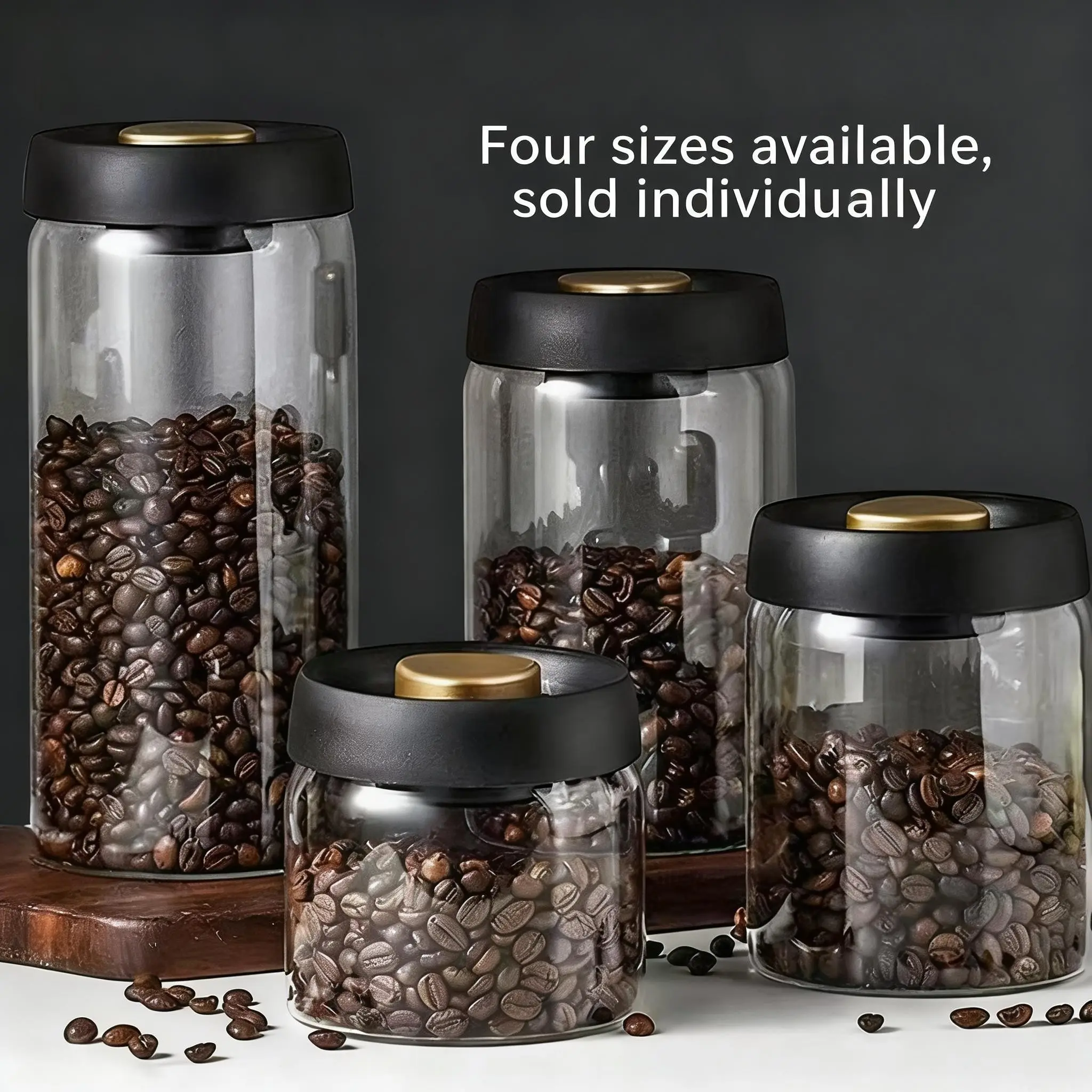Vacuum Sealed Jar, Airtight Glass Jars, Airtight Leak Proof Storage Container, High Borosilicate Glass, Coffee Beans and Nuts Keeper, Home Kitchen Candy Jar, Leakproof Container, Food Containers