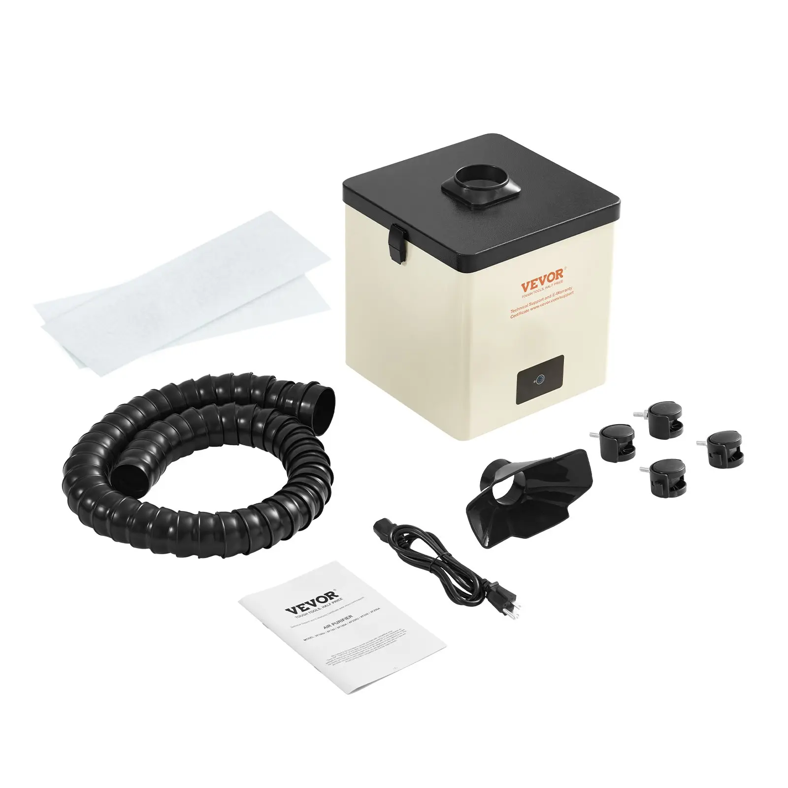 VEVOR Solder Fume Extractor - 100W Power, 3-Stage Filters, 240 m/h Strong Suction, Hose, Wheels, Smoke Removal Tool for Soldering, Engraving