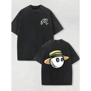 Men's Malbon Golf Vintage Washed Bucket Character Graphic Tee, Two Sided Golfcore Streetwear Casual T-Shirt, Unisex Oversized Cotton Top For Golf Lovers, Summer Golf Tournament & July 4th Daily Sports Outfit For Guys birthday gift