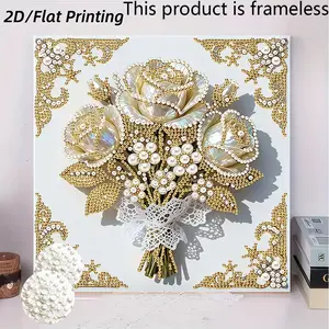 1PC DIY New Pearl Painting with Luxurious Pearl Embroidery Rose Bundle Pattern Design Suitable for Home Wall Decoration Art Perfect Creative Handicraft Art Festival Gift Inspires Your Creative Inspiration and Passion, Frameless