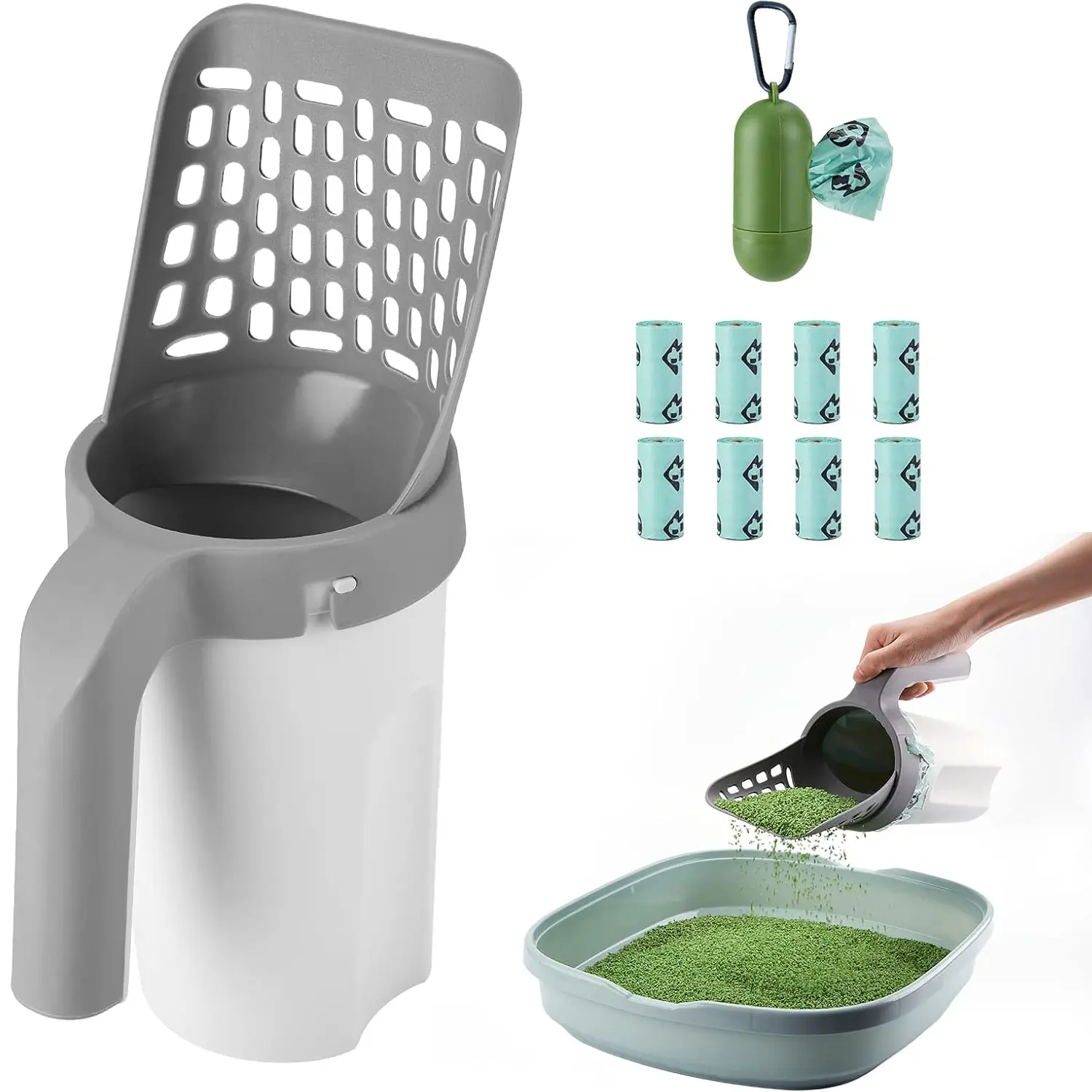 Large-Capacity Detachable Cat Litter Shovel with Garbage Bags, Perfect Pet Poop Scooping Tool for Household Use