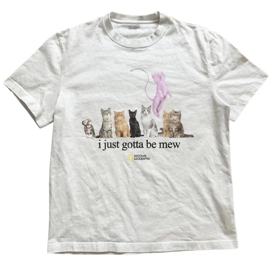Cat "I just gotta be mew" T-Shirt, Animal Tee, Gifts Shirt, Unisex Vintage Graphic Tees Gothic Grunge Y2k Emo Scene Amity Affliction Style Clothes Men Women Streetwear