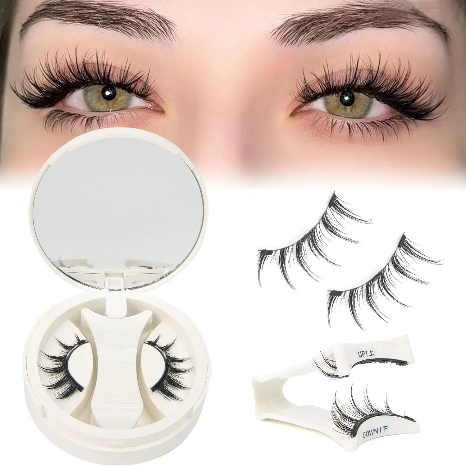 Magnetic Eyelashes with Applicator, Reusable Natural Look Fluffy False Eyelashes No Glue or Stickers, Upgraded Strong Magnet for Daily Use, Eyelash Falsies, Fake Eyelashes