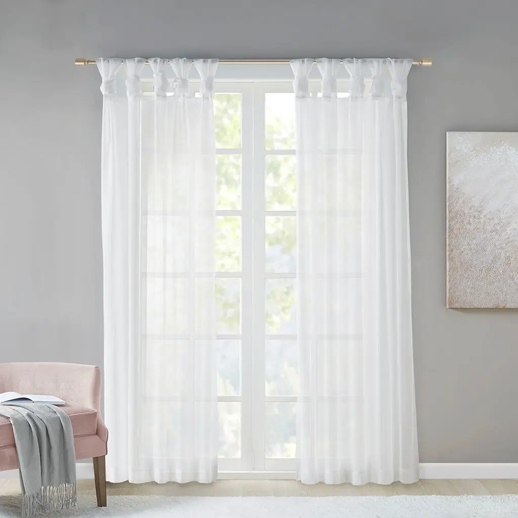 Nokaa Twist Tab Voile Sheer Window Curtain Pair, Light Filtering Rod Pocket Drapes for Living Room Bedroom, Privacy Sheer Voile Curtains 2 Panels Set, Window Dressing Hardware, Home Decor, Soft Elegant Drapes, Home Furniture and Household