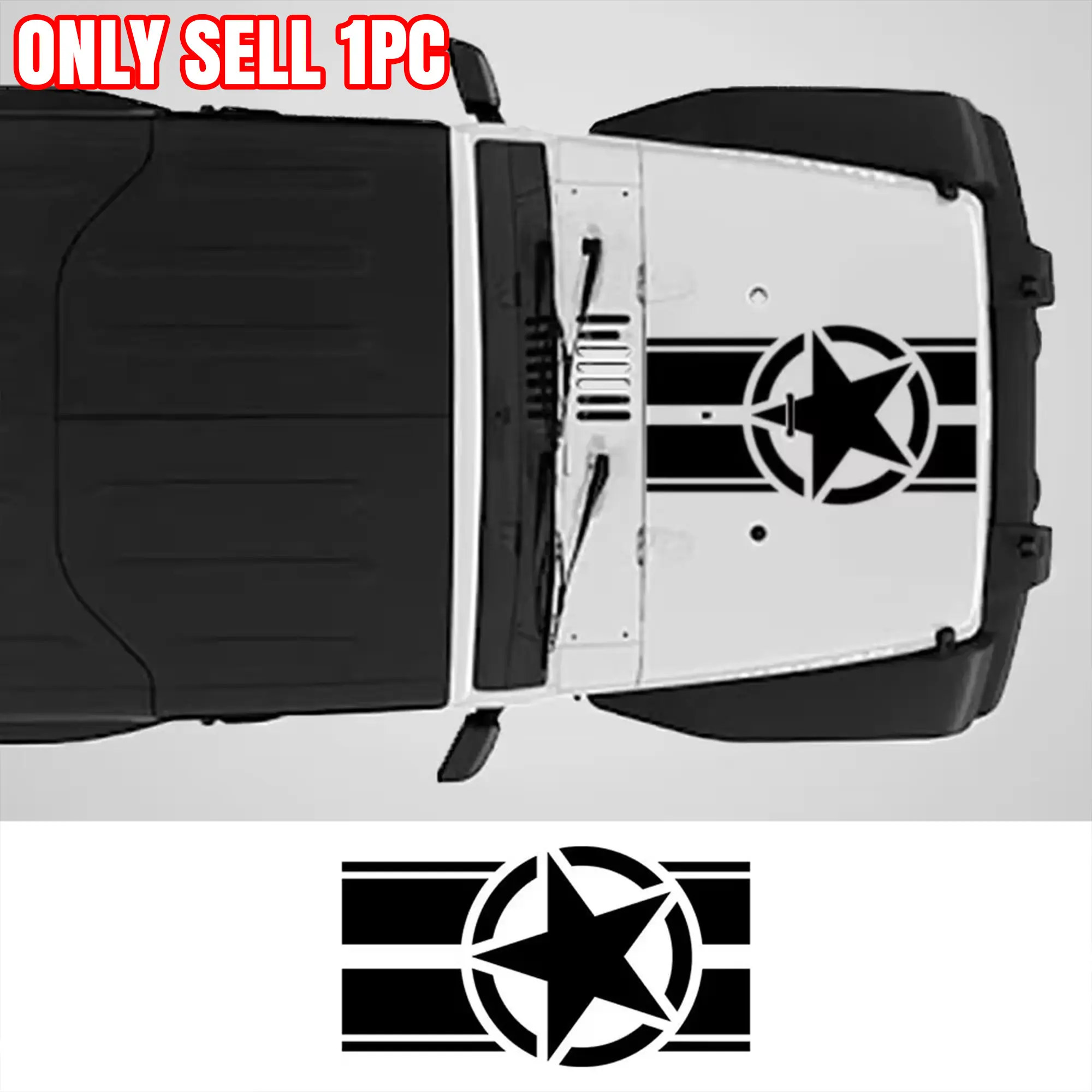 1PC Car Hood Cover Sticker Pentagram Style Vinyl Decals Accessories for Jeep Renegade Patriot Wrangler JK L TJ Trail Hawk Rubicon