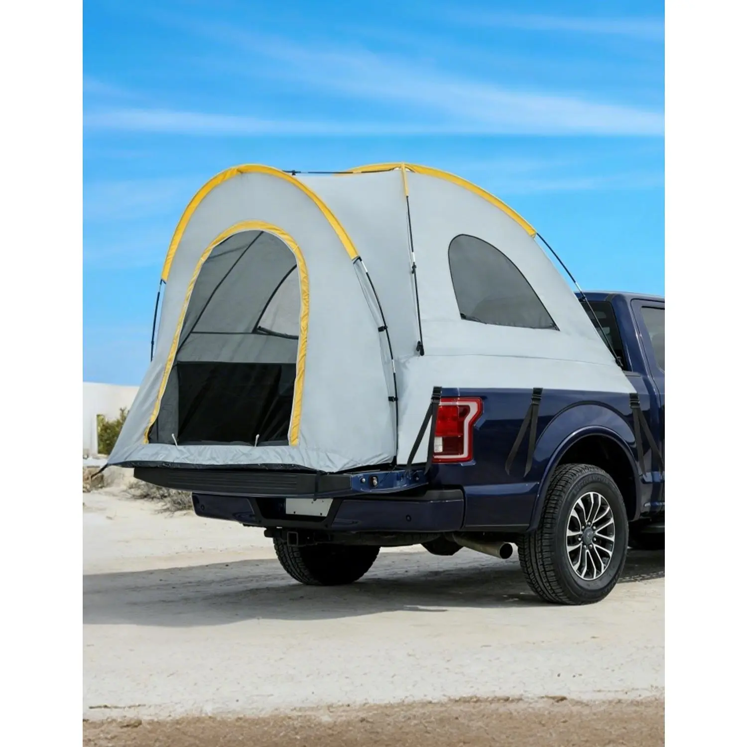 Double Layer Truck Bed Tent for 2-3 Person, Waterproof Oxford Portable Camping Shelter with Rainfly and Awning, Fits 5-8.2 ft Truck Beds, Fits Most 5–8.2 Ft Truck Beds