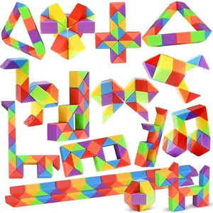 24 Pack Mini Fidget Snake Cube Puzzle Toys - Party Favors & Goodie Bag Fillers for Kids & Teens - Rainbow Colors - Bulk Birthday & Back to School Gifts - Stocking Stuffersfidget toys