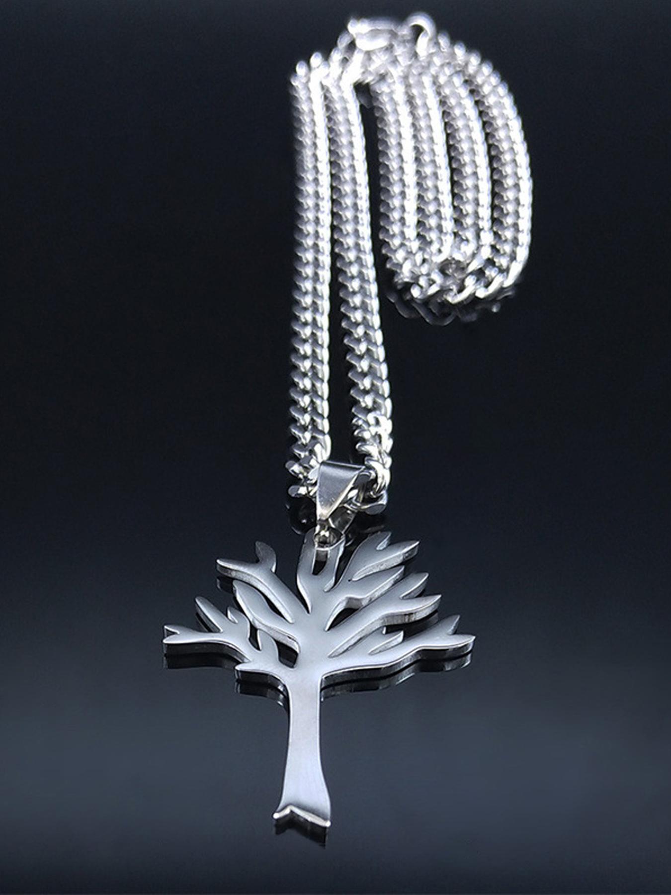Tree Of Life Design Pendant Necklace, Gothic Stainless Steel Jewelry for Party, Daily Decor, Trendy All-match & Exquisite Jewelry for Birthday Gift