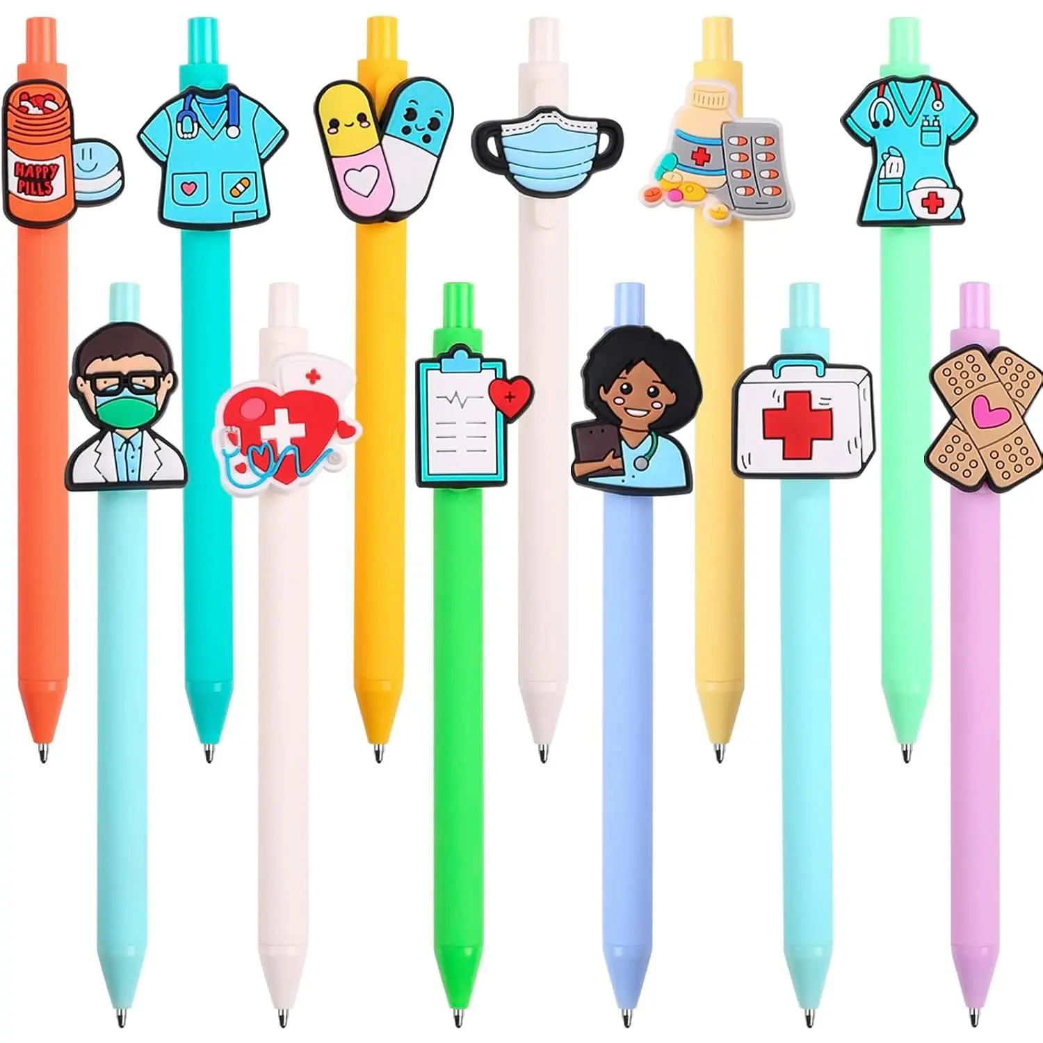 12-Pack Nurse Gel Pens with Black Ink Fine Tip - Bulk Set Charting Writing Tools for Medical Professionals, Nurse Week Staff Appreciation Gifts
