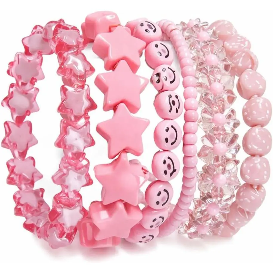 Y2K Accessories Bracelet Set for Teen Girls - 5 Pack Alt Kandi Stackable Bracelets