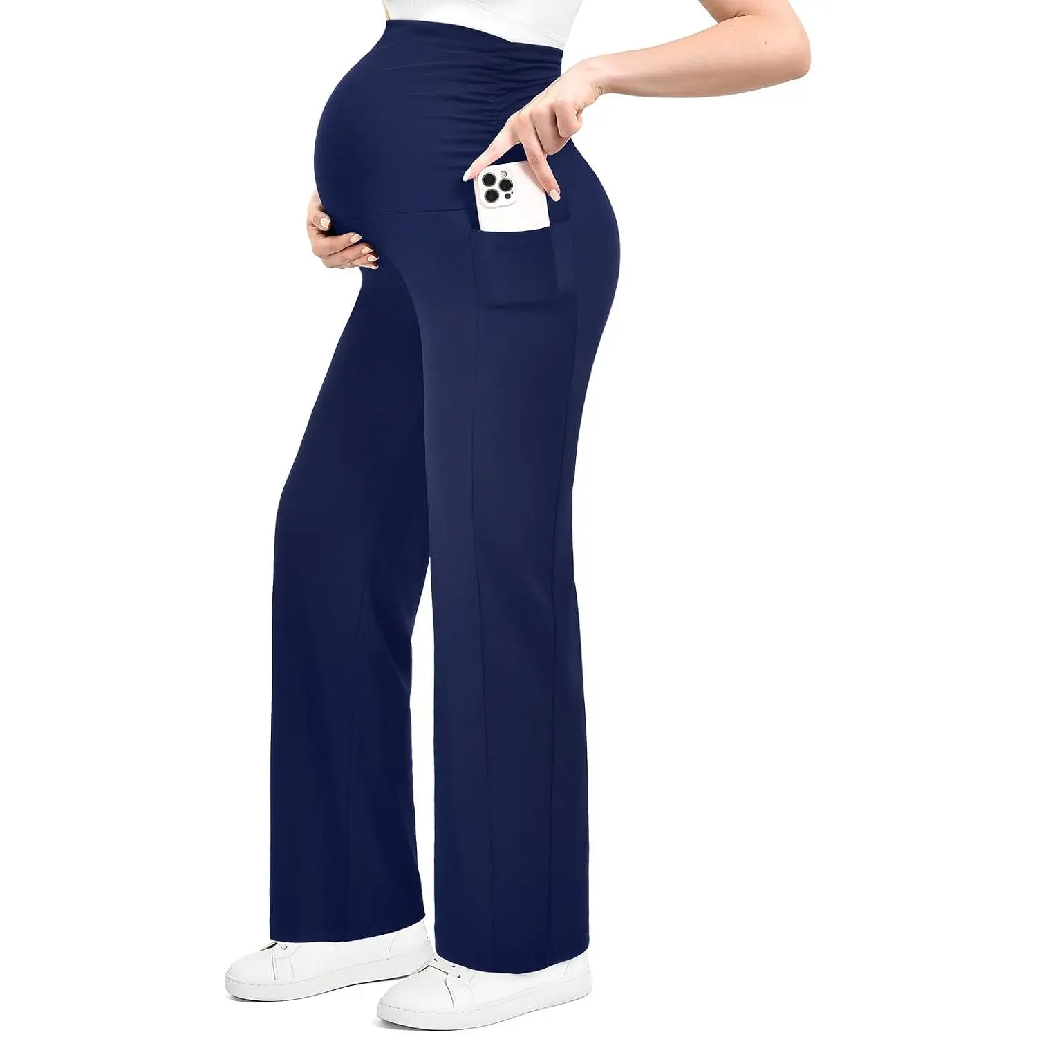 Maternity Wide- Lounge Pants with Pockets Over The  Soft Stretchy  Wear