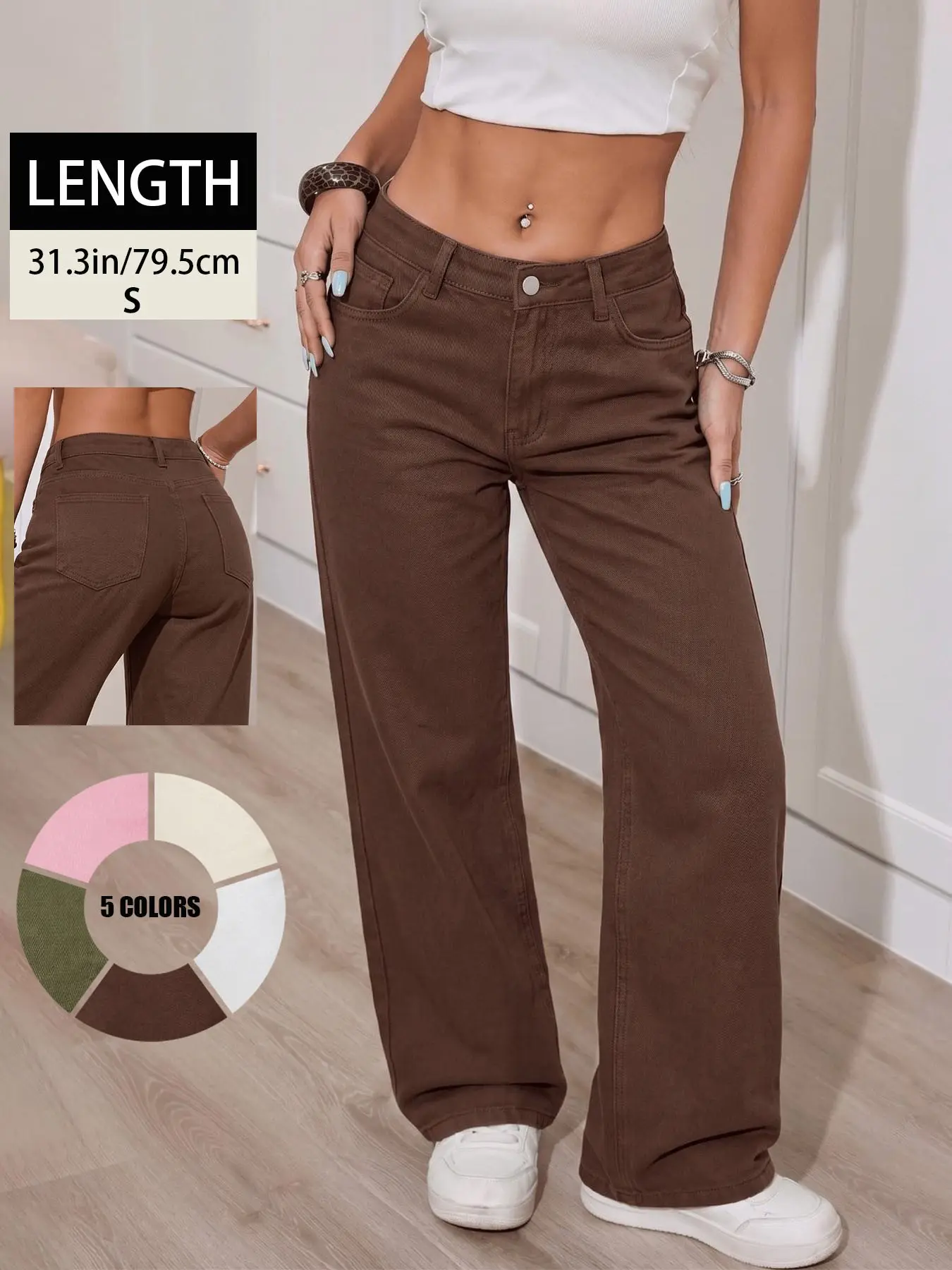 Women's Candy Color Aesthetic Loose Straight Leg Jeans, Classic Wide Leg Denim Jeans, Casual Daily Wear, Perfect for Commute and Weekend