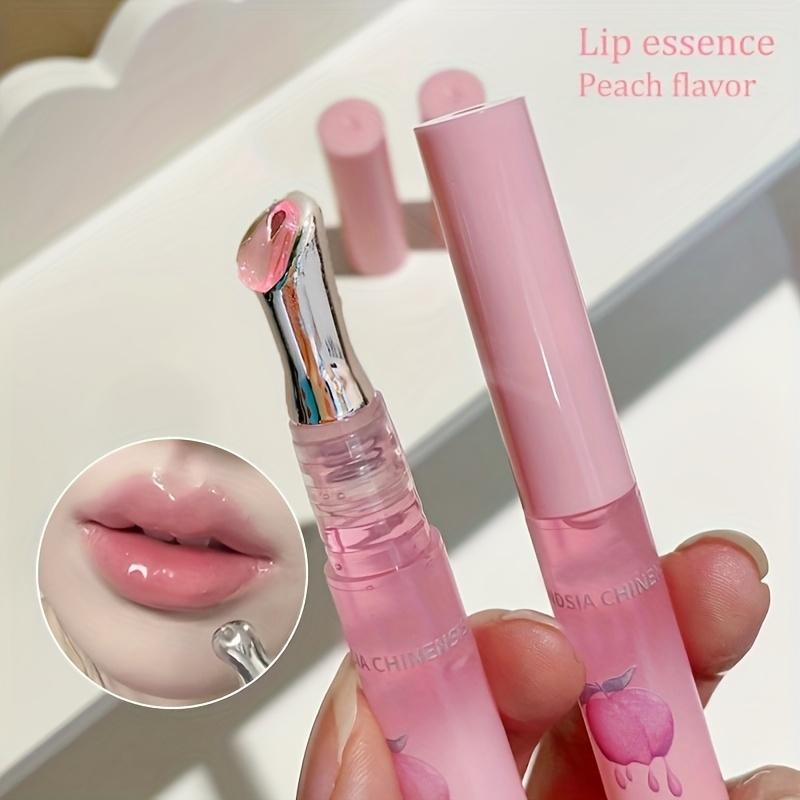 Peach Flavor Hydrating Lip Oil Balm & Lip Gloss Stick, Long-Lasting Moisturizing Care, Bright Radiant Glossy Shine, Reduces Dryness & Wrinkles, No Alcohol/Aerosol