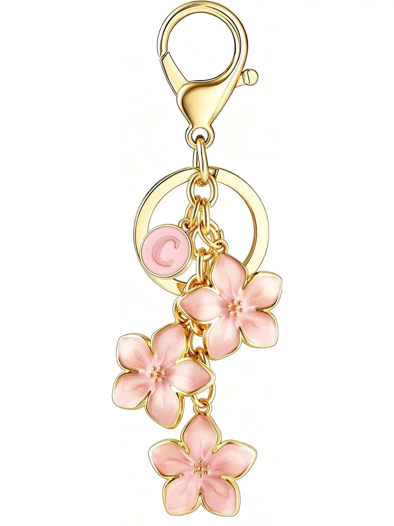 A-Z Flower Letter Keychain, Enamel Handbag Charm, Perfect Gift for Women and Girls, Cute Bag Accessory, Key Charms