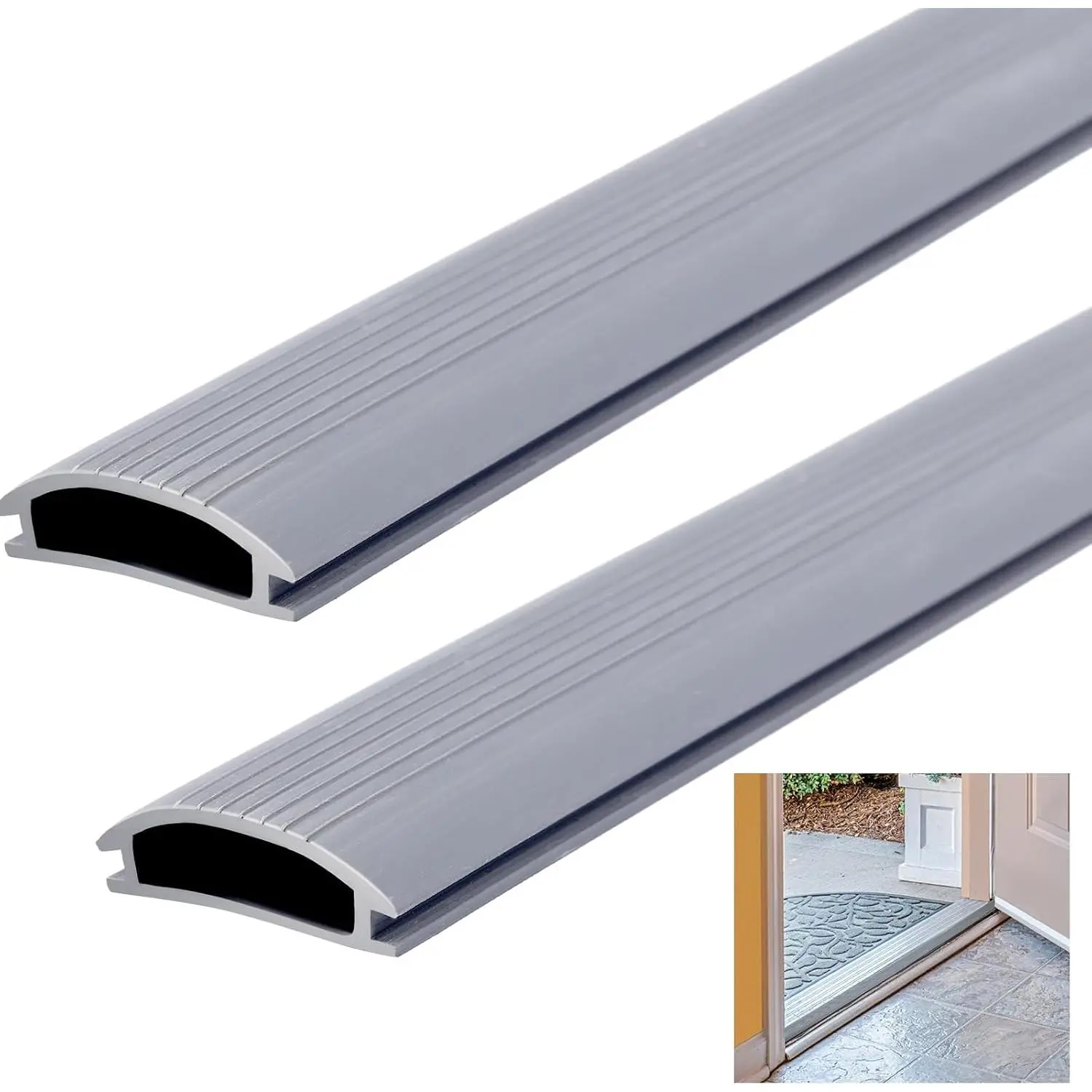 2 Pcs 32 Inch Gray Vinyl Replacement Insert for Adjustable Height,Door Threshold Seal, Threshold Replacement Seal, 1-5/16 x 3/8 Aluminum Replacement Insert, Front Under Door Weather Stripping