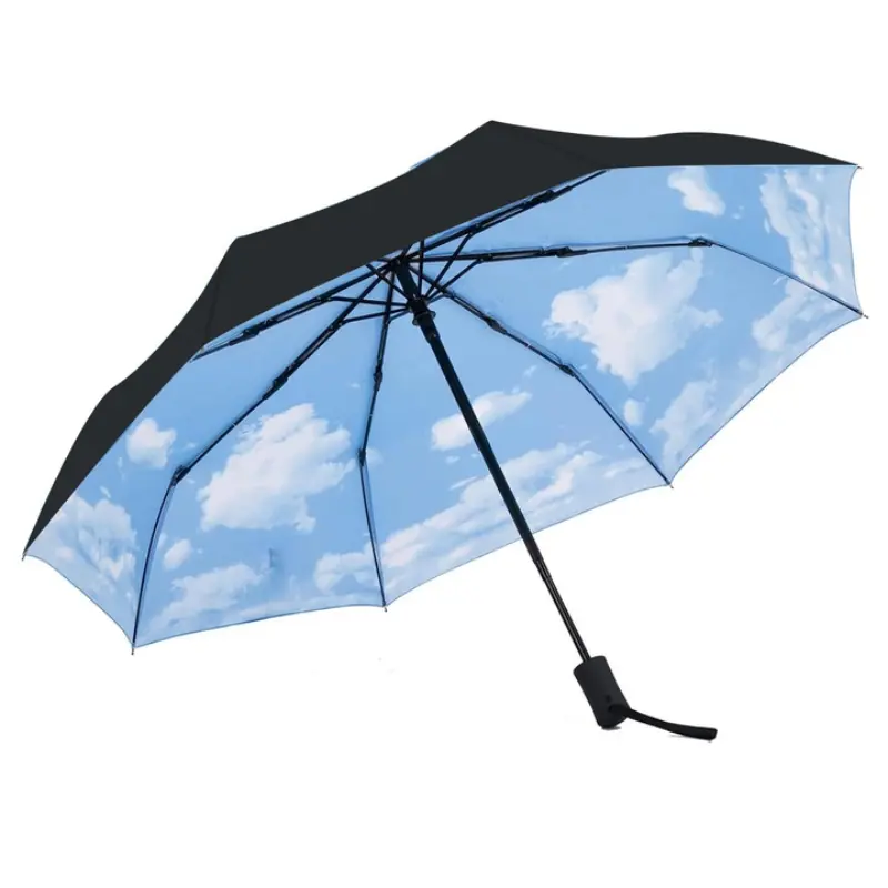Sky Pattern Travel Umbrella, 1 Count Windproof Automatic Umbrella, Portable Umbrella for Outdoor, Travel, Camping, Hiking, Fishing, Golf, Beach