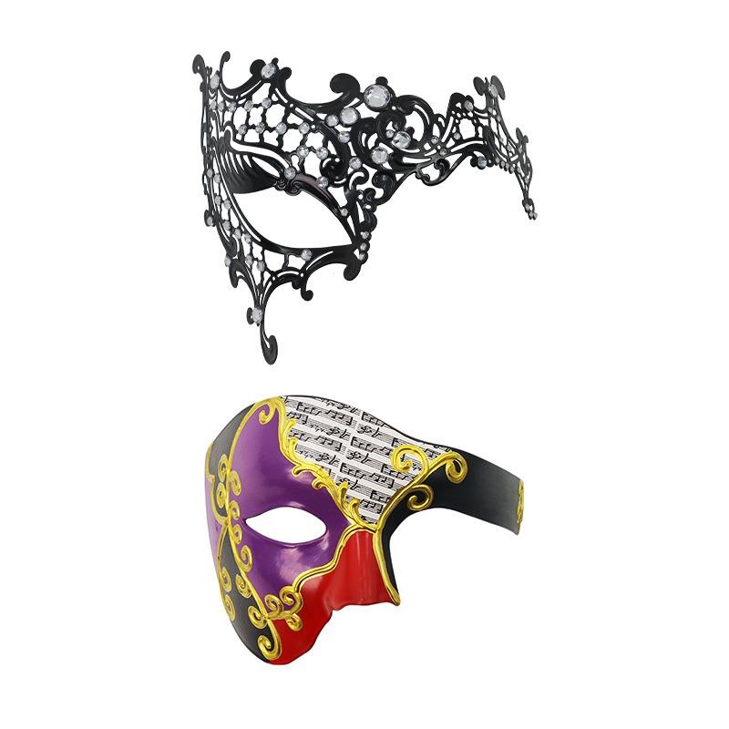 Venetian Carnival Half Face Mask, Rhinestone Phantom of the Opera One-Eye Mask for Couples & Masquerade Party