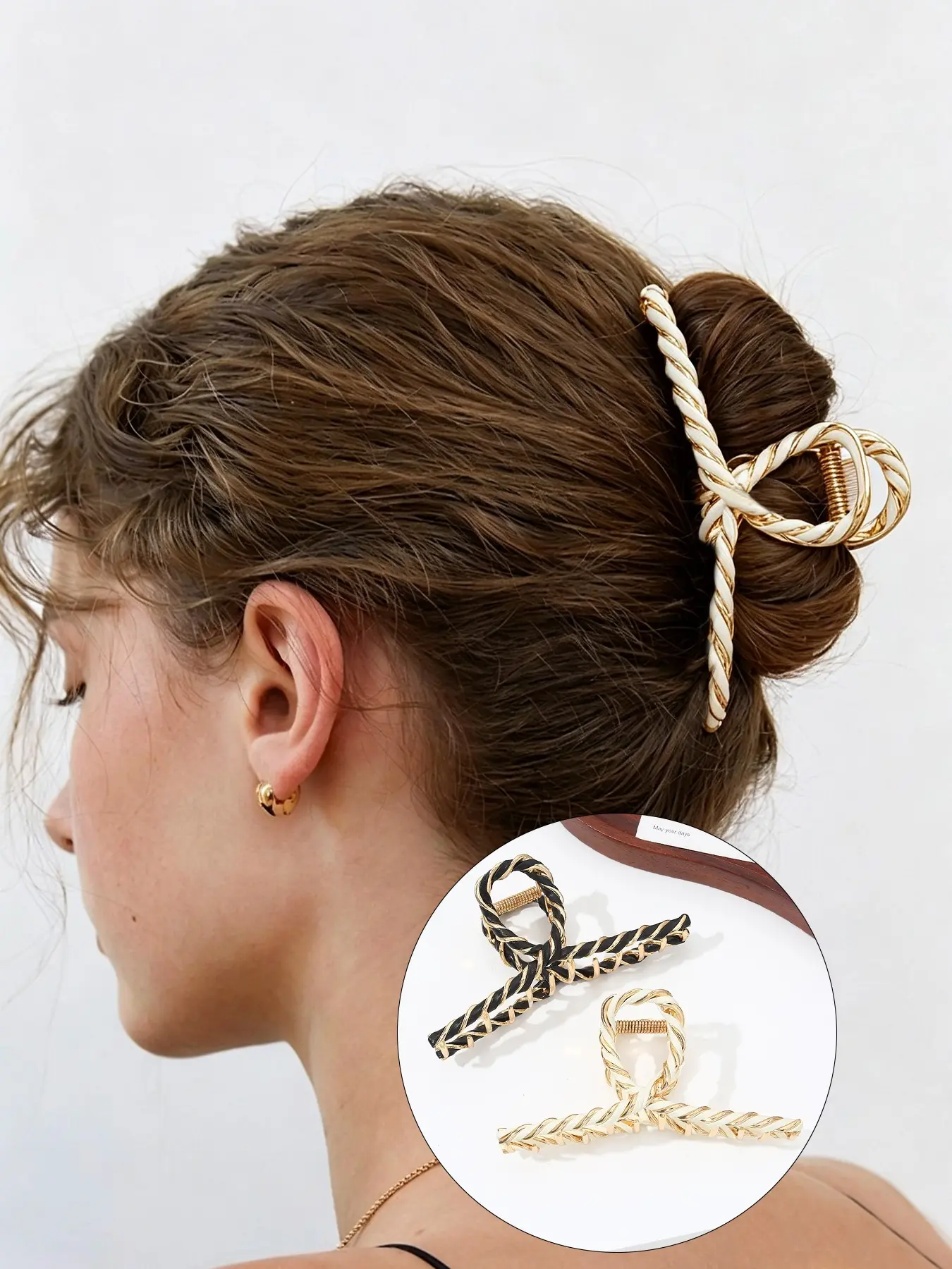French Style Twist Braided Hair Clip, &, Non-Slip Alloy Shark Clip, Perfect for Low Ponytails, Office, Travel, Dating, Daily Wear