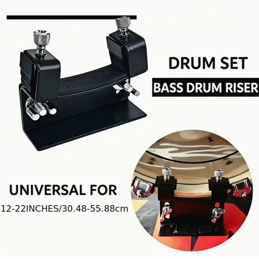 Drum Bass Drum Riser, Adjustable Height Jazz Drum Pedal Elevation Kit, Compatible with Acoustic and Electric Drums, Essential Gear for Drummers