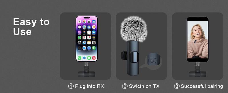 TikTok 2-Pack Professional Wireless Lavalier Lapel Mics for iPhone & iPad – Cordless Omnidirectional Condenser Microphones for Vlogging, Interviews, Videos, Podcasts, Wireless Audio Receivers for Live Streaming – Smartphone Accessories
