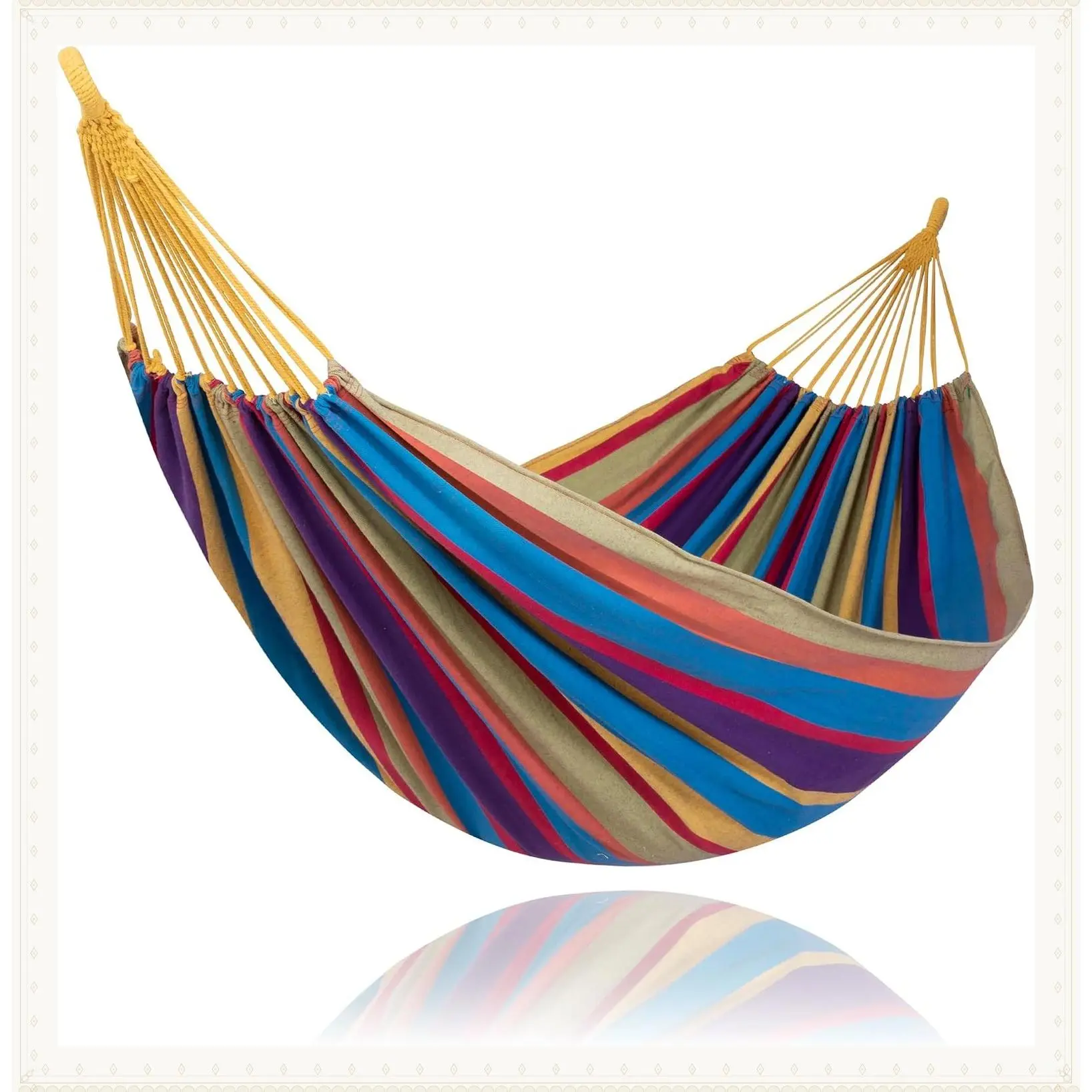 Colorful Striped Portable Double Hammock for Outdoor Tree CampingGift