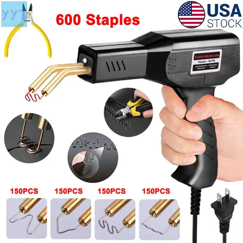 YYT1 Professional High Temp Plastic Welding Kit, Industrial Heavy-Duty Hot Stapler with 600pcs Staples & Heat Gun Welder, ABS/PP/PE Adhesive for Car Bumper Body Repair & Motorcycle Fairing Restoration