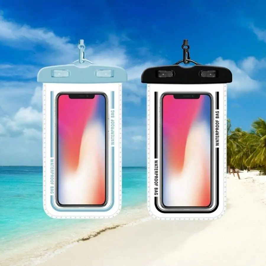 2Pcs Universal Waterproof Phone Pouch for Phones Under 7.2 Inches, Waterproof Cell Phone Dry Bag Compatible with iPhone & Android, Beach Swimming Vacation Essential Accessory