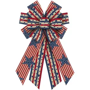 Large 4th of July Patriotic Bows for Wreath, Memorial Day Wreath Bow American Stars Stripes Tree Topper Bows for Front Door Patriotic Decorations Suppliesfidget toys