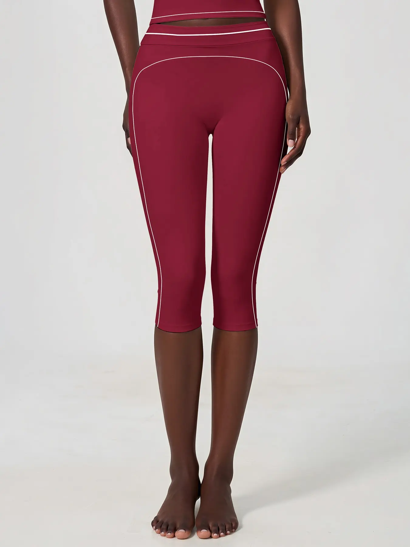 New Fleece Yoga Pants, Colorblock High Waist Tight Fit Tummy Control Running Fitness Sport Capri Pants for Women