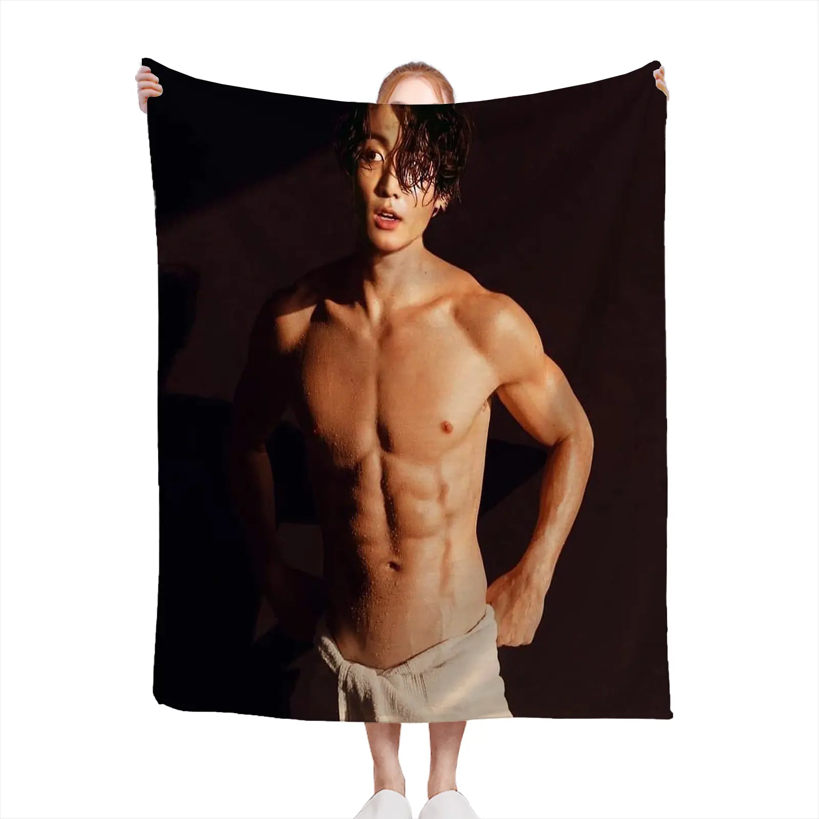 Soft Texture Microfiber Throw Blanket, Anime Theme Muscle Print, Custom Digital Design Home Decor Gift For Fans2607230408