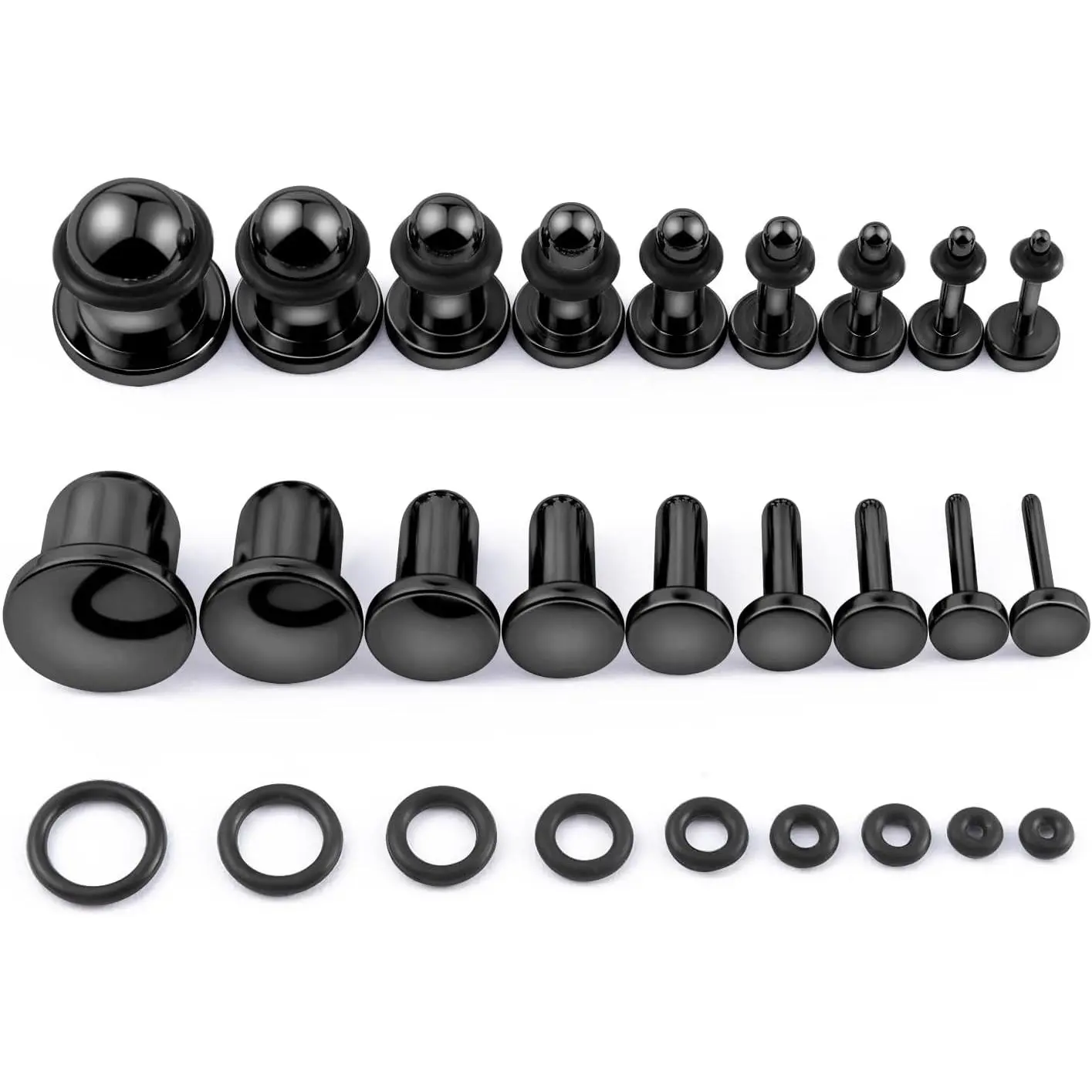 18PCS 14G-00G Ear Stretching Kit Single Flat Top Gauges Plugs Surgical Steel Ear Expander Body Piercing Jewelry, Gauge Earrings, 12G(2Mm)