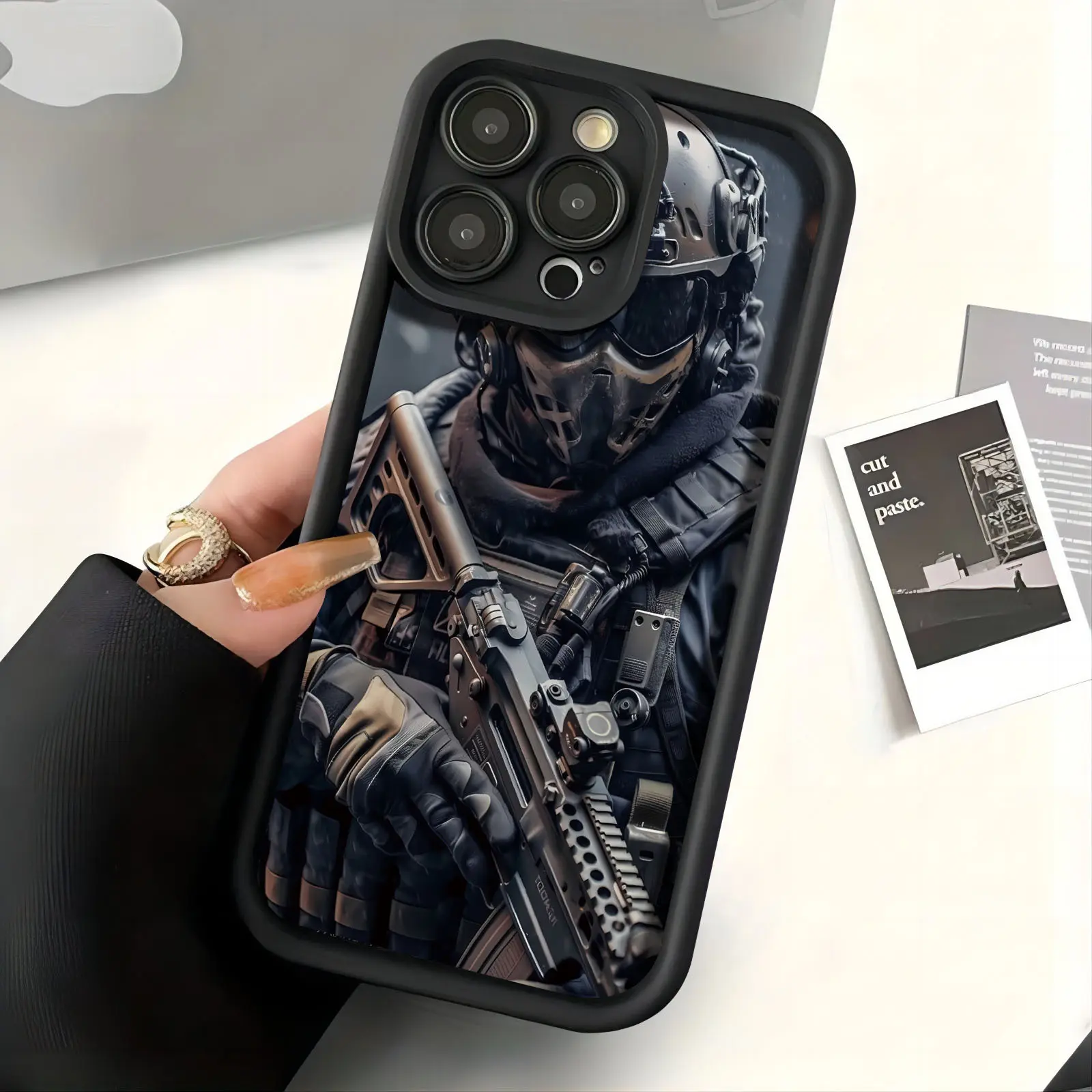 Phone Case: A New Creative and Phone Case Featuring a Well-equipped, Fully Armed Special Forces Soldier in Gaming and Anime Gear - Suitable for iPhone 11/12/13/14/15/16/Pro/Pro Max/Plus, with Drop-proof, Shock-absorbing, All-around Protection