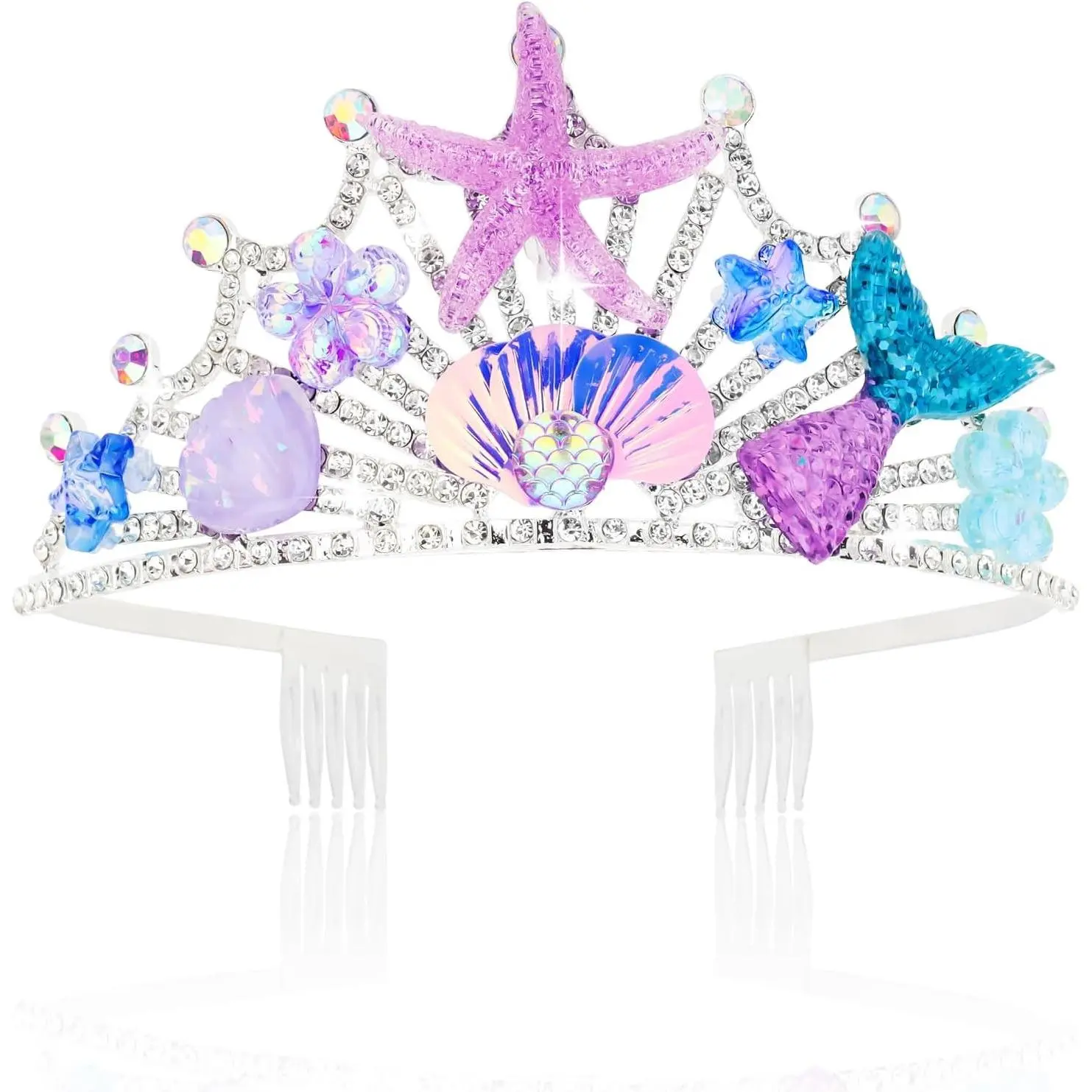 Mermaid Crown Mermaid Birthday Decorations Tail Fish Scales Seashell Hair Accessories for Women and Girls Mermaids TiaraGift