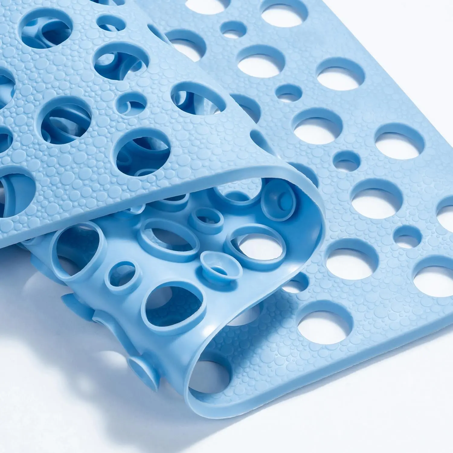 Bathtub Mat Non Slip, Soft TPE Bath Mat for Tub, Efficient Drainage Bathroom Shower Mat with Suction Cups, Bath Tub Mat, Easy to Clean, 28 x 15 Inch, Blue