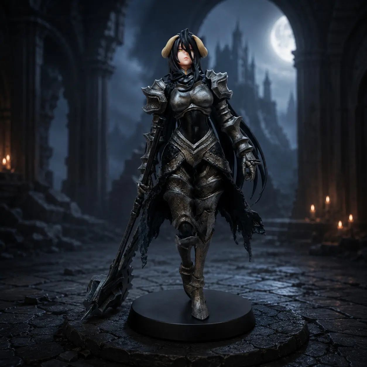 Full Metal Style Fantasy Dark Unicorn Female Warrior PVC Statue, Equipped with Battle Axe, Ideal Desktop Decor Collection Gift