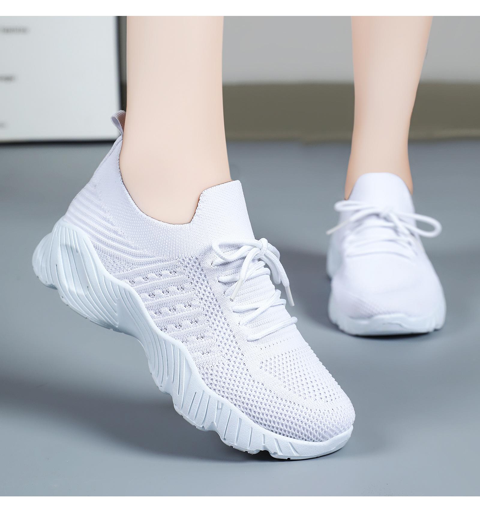 Women's lightweight casual shoes, breathable fly-knit sports shoes