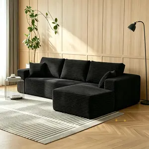 Modern L-Shape Chaise Cloud Sectional Sofa, Boneless Compression Sleeper Bed, Couch in a Box, Modular Deep Seating Upholstered Furniture, No Assembly Required High-Density Foam Living Room Couch