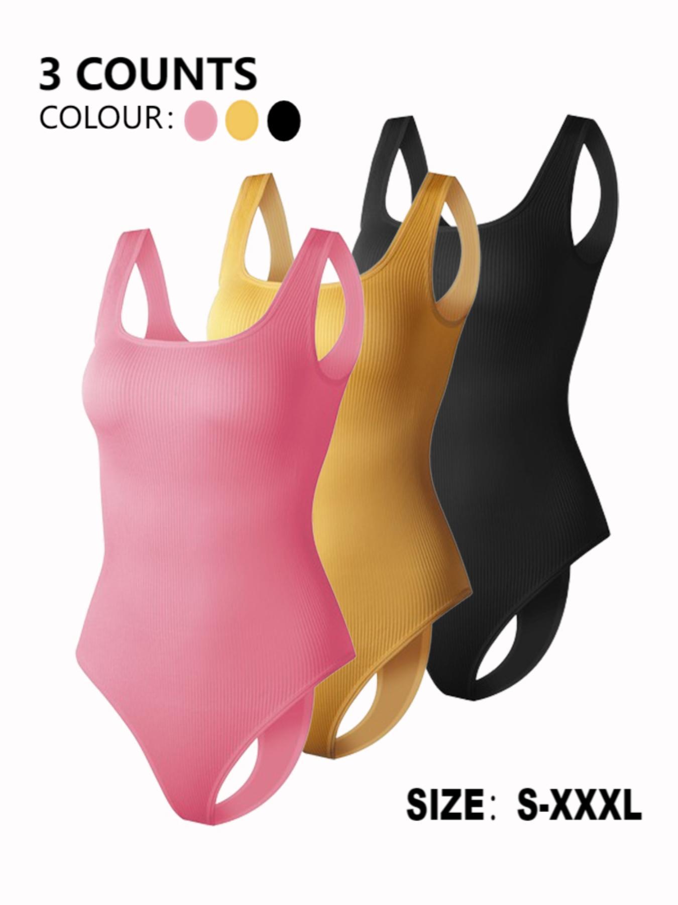 Women's Solid Backless Ribbed Shapewear Bodysuit, Breathable Comfortable Hook & Eye Closure Crotch Shaper, Tummy Control Butt Lifter, Ladies Shapewear for Daily Wear, Invisible Bodysuits