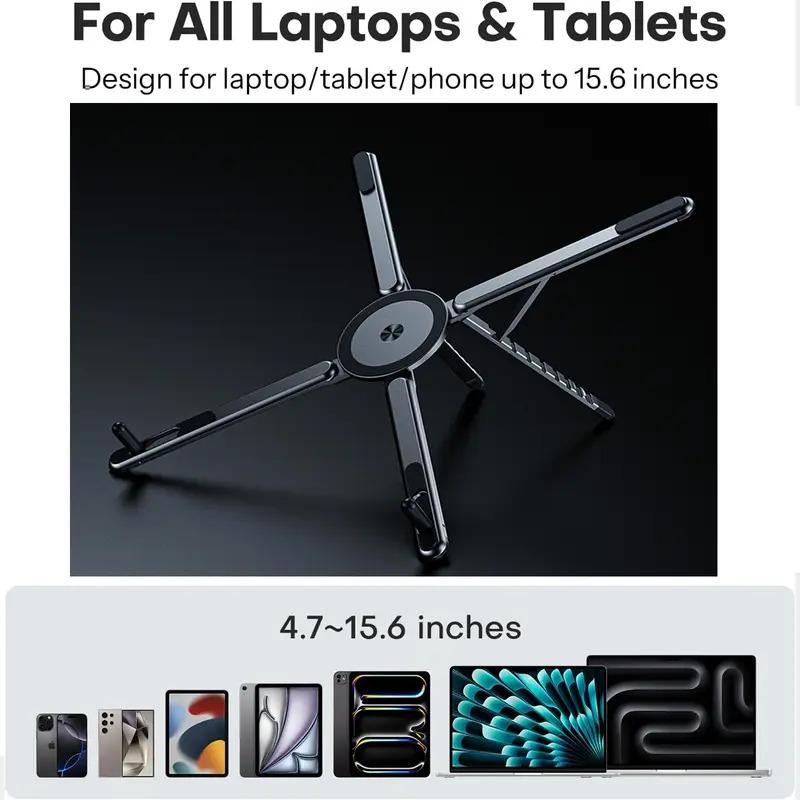 2026 New Aluminum Laptop Phone Tablet Stand 3 in 1 Magnetic Foldable Cooling Multi - function Office Support