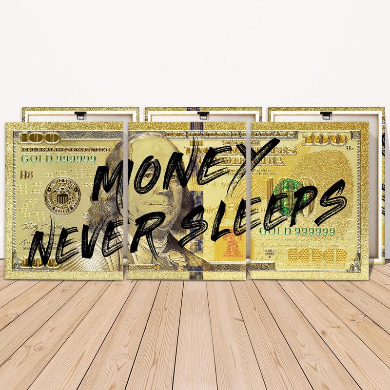 Money Never Sleeps Theme Wooden Framed Canvas Painting, 3 Counts Modern Art Fashion Decoration, Modern Art Design, Wall Art for Home Living Room Bedroom Office, Poster Money Never Sleeps Theme Wooden Framed Canvas Painting, 3 Counts Modern Art Fashion Decoration, Modern Art Design, Wall Art for Home Living Room Bedroom Office, Poster