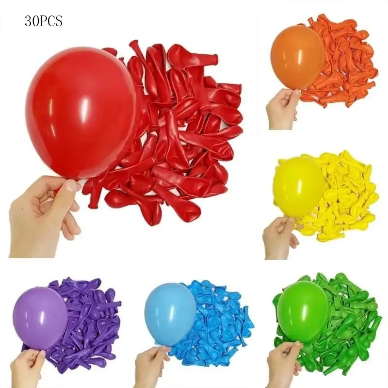30pcs 5/10/12-inch Birthday Balloons, Red, Orange, Yellow, Blue And Purple Latex Balloons, Suitable For Birthday Party Decorations, Gatherings And Anniversary Decorations
